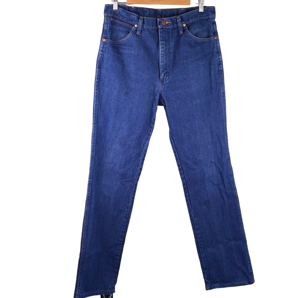 Wrangler Jeans Mens 34 Blue Cowboy Cut Slim Fit Denim Western Workwear
